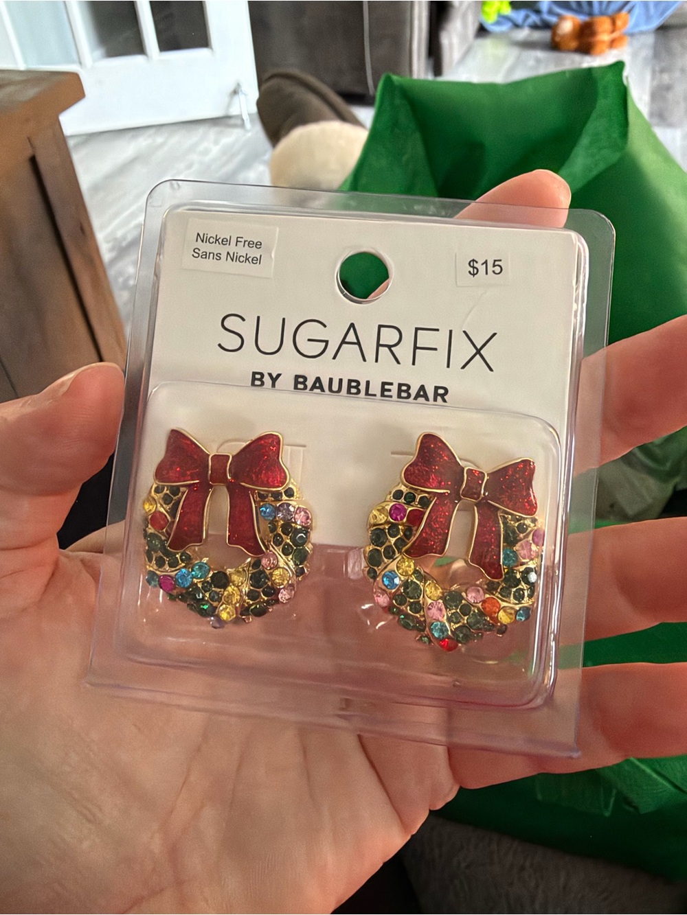 4/$50 Red and Multicolor Holiday Wreath Earrings